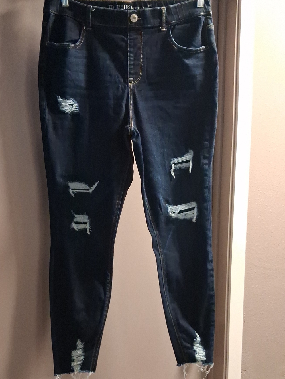 Maurices Dark Blue Distressed Skinny Jeans